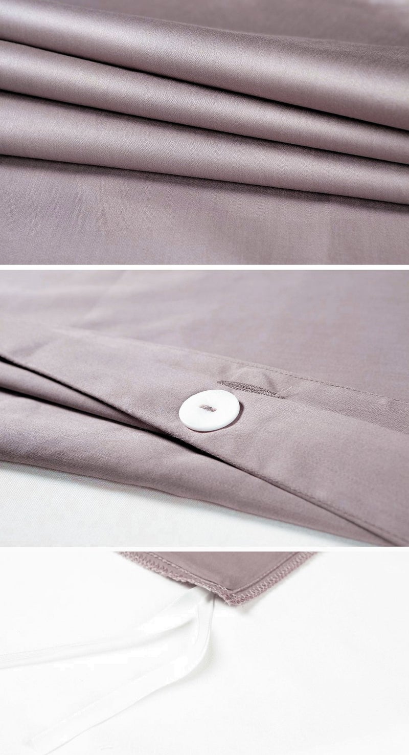 Eikei Solid Color Egyptian Cotton Duvet Cover Luxury Bedding Set High Thread Count Long Staple Sateen Weave Silky Soft Breathable Pima Quality Bed Linen (Queen, Mauve) - Image 3